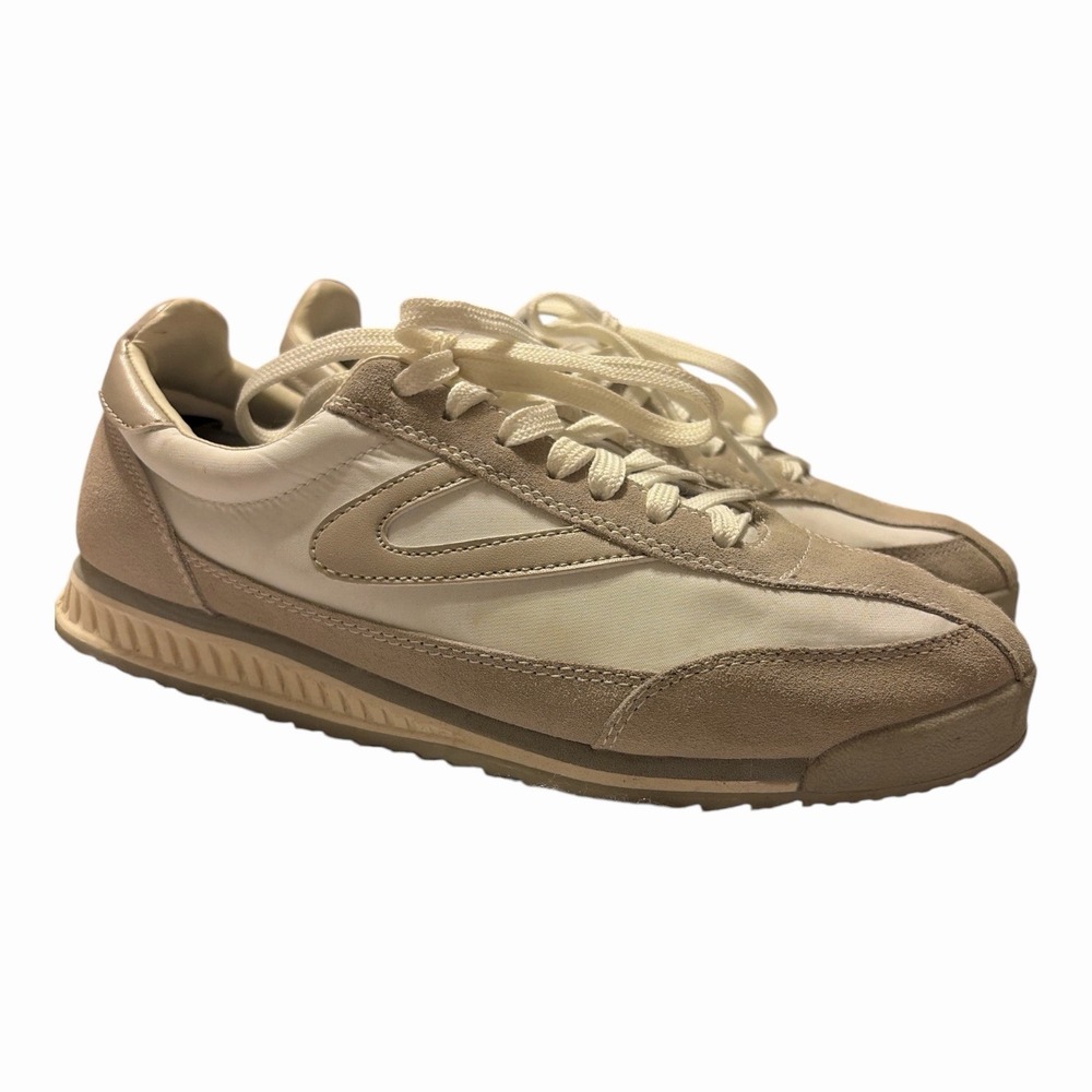 Tretorn Rawlins Women's Size 8.5 Low Top Lace-Up Sneakers Beige White Leather